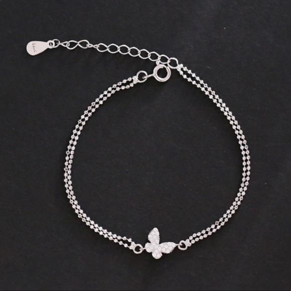 NEW 925 STERLING SILVER BUTTERFLY BRACELET, NICE BRACELET, CUTE BRACELET - Picture 4 of 5